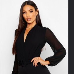 Black bodysuit blouse Boohoo